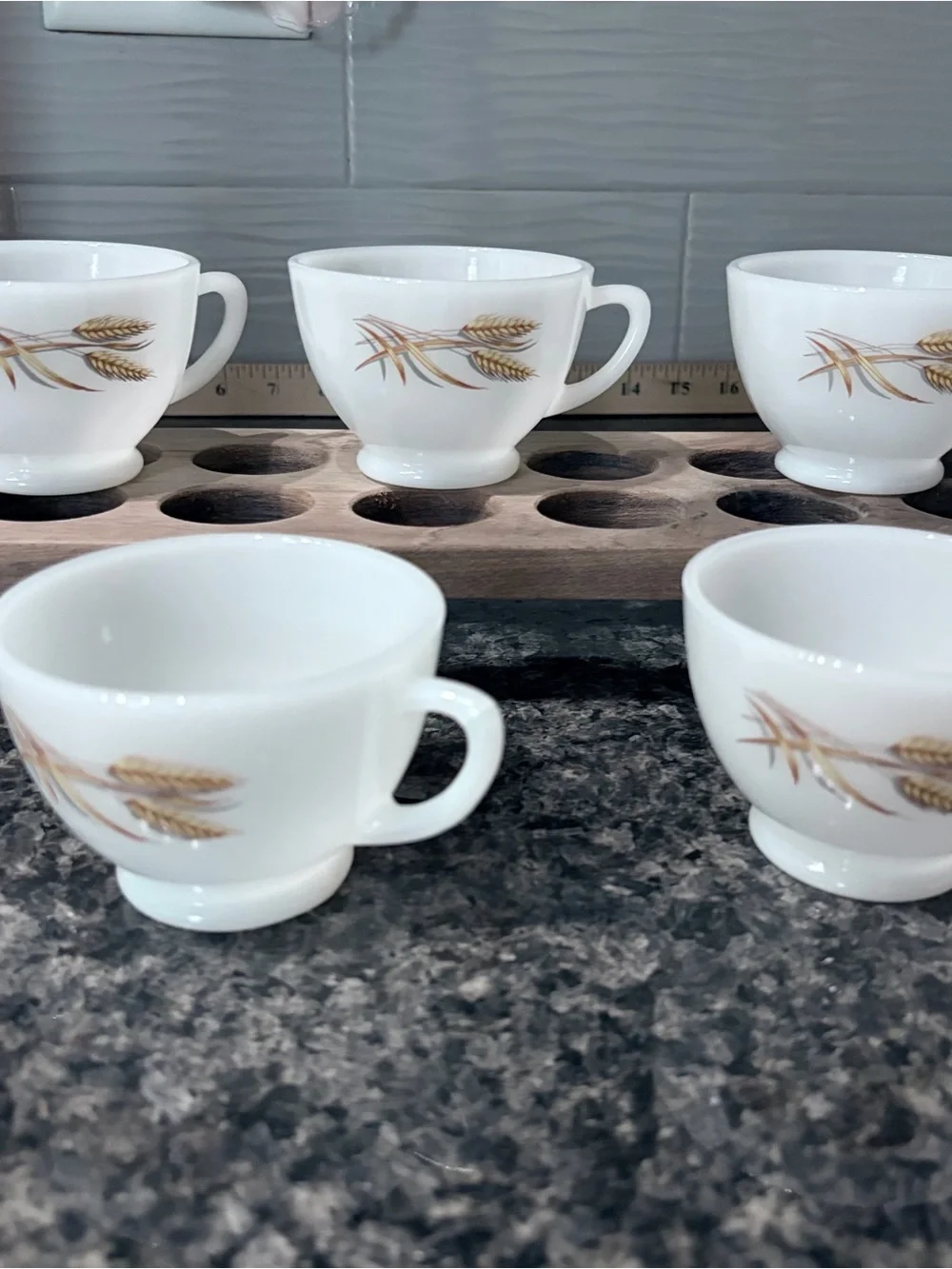 Vintage Anchor Hocking Milk Glass Tea/coffee Cups (5) - Golden Wheat  MidCentury